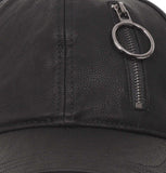 Fabseasons Black Solid Casual Leather unisex Baseball Cap
