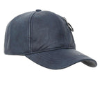 Fabseasons Blue Solid Casual Leather unisex Baseball Cap