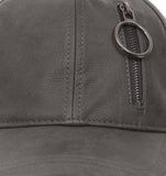 Fabseasons Grey Solid Casual Leather unisex Baseball Cap
