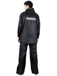 Fabseasons Apex Black Reversible Unisex Raincoat with Hood and Reflector