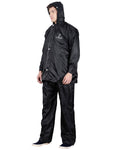 Fabseasons Apex Black Reversible Unisex Raincoat with Hood and Reflector