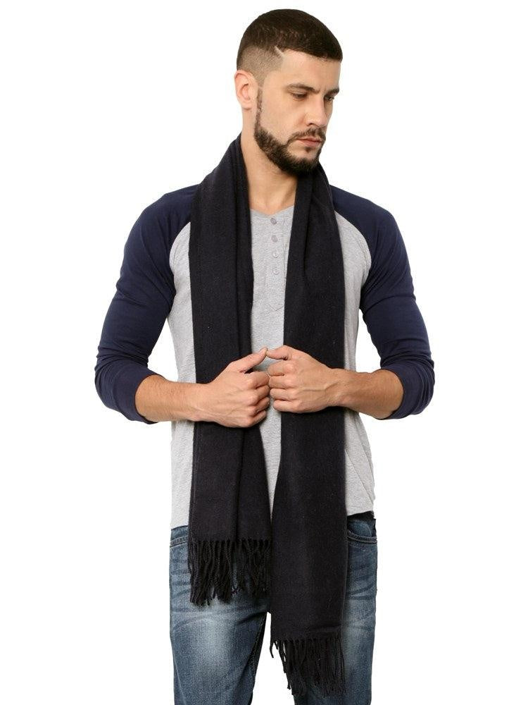 FabSeasons Solid Navy Blue Woolen Winter cashmere Scarf