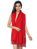 FabSeasons Solid Red cashmere Scarf