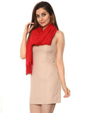 FabSeasons Solid Red cashmere Scarf