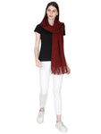 FabSeasons Maroon Unisex Woolen Scarf, Muffler, Shawl and Stole for Winters