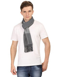 FabSeasons Grey Stripes Men's Casual Self Design Acrylic Woolen Muffler, Scarf