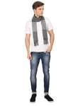 FabSeasons Grey Stripes Men's Casual Self Design Acrylic Woolen Muffler, Scarf
