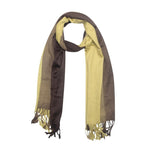 FabSeasons Brown Green Solid Dual Tone - Double Color Cotton Unisex Scarf