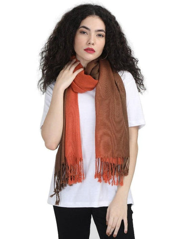 FabSeasons Brown Orange Solid Dual Tone - Double Color Cotton Unisex Scarf freeshipping - FABSEASONS
