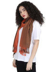 FabSeasons Brown Orange Solid Dual Tone - Double Color Cotton Unisex Scarf