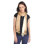 FabSeasons Brown Cream Solid Dual Tone - Double Color Cotton Unisex Scarf