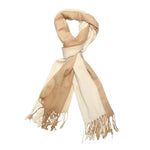 FabSeasons Brown Cream Solid Dual Tone - Double Color Cotton Unisex Scarf