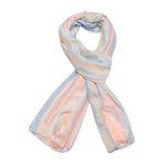 FabSeasons Pink Blue Large Size Striped Polyester Scarf