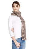 FabSeasons Casual Brown Cotton Solid Scarf with Printed Silver Polka Dots