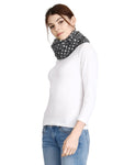 FabSeasons Casual Grey Cotton Solid Scarf with Printed Silver Polka Dots