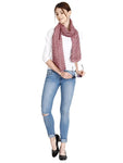 FabSeasons Casual Maroon Cotton Solid Scarf with Printed Silver Polka Dots freeshipping - FABSEASONS