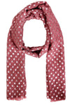 FabSeasons Casual Maroon Cotton Solid Scarf with Printed Silver Polka Dots