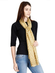 FabSeasons Casual Mustard Cotton Solid Scarf with Printed Silver Polka Dots freeshipping - FABSEASONS