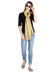 FabSeasons Casual Mustard Cotton Solid Scarf with Printed Silver Polka Dots
