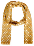FabSeasons Casual Mustard Cotton Solid Scarf with Printed Silver Polka Dots