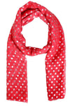 FabSeasons Casual Red Cotton Solid Scarf with Printed Silver Polka Dots