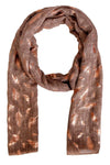 FabSeasons Casual Ink Brown Cotton Solid Scarf with Feathers Design Zari freeshipping - FABSEASONS