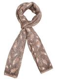 FabSeasons Casual Ink Brown Cotton Solid Scarf with Feathers Design Zari