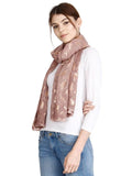 FabSeasons Casual Ink Maroon Cotton Solid Scarf with Feathers Design Zari