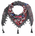 FabSeasons Grey Cotton Floral Printed Soft & Stylish Square Scarf