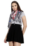 FabSeasons Grey Cotton Floral Printed Soft & Stylish Square Scarf freeshipping - FABSEASONS