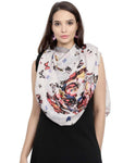 FabSeasons Grey Viscose Butterfly Printed Soft & Stylish Scarf