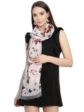 FabSeasons Grey Viscose Butterfly Printed Soft & Stylish Scarf