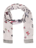 FabSeasons Grey Viscose Butterfly Printed Soft & Stylish Scarf