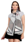 FabSeasons BrownGrey Cotton Viscose Abstract Printed Soft & Stylish Scarf