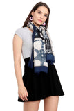 FabSeasons Cotton Navy Viscose Modern Printed Soft & Stylish Scarf