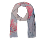 FabSeasons Pink Blue Viscose Colorful Floral Printed Soft & Stylish Scarf