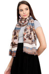FabSeasons Traditional Brown Viscose Abstract Printed Soft & Stylish Scarf