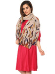 FabSeasons Beign Abstract feathers Printed Cotton Scarf