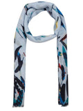 FabSeasons Blue Abstract feathers Printed Cotton Scarf