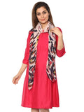 FabSeasons Pink Abstract feathers Printed Cotton Scarf