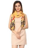 FabSeasons Yellow Abstract feathers Printed Cotton Scarf freeshipping - FABSEASONS