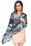 FabSeasons Abstract Blue Printed Cotton Scarves for Women
