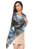 FabSeasons Abstract Blue Printed Cotton Scarves for Women freeshipping - FABSEASONS