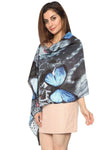FabSeasons Abstract Blue Printed Cotton Scarves for Women