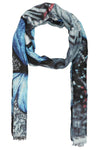 FabSeasons Abstract Blue Printed Cotton Scarves for Women