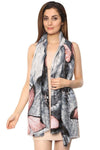 FabSeasons Abstract Grey Printed Cotton Scarves for Women