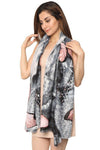 FabSeasons Abstract Grey Printed Cotton Scarves for Women