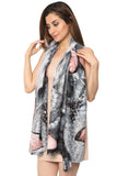 FabSeasons Abstract Grey Printed Cotton Scarves for Women