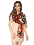 FabSeasons Brown Abstract Traditional Printed Cotton Scarf freeshipping - FABSEASONS