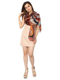 FabSeasons Brown Abstract Traditional Printed Cotton Scarf